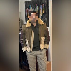 Men's Military Field Jacket with Shearling Collar